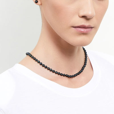 Japanese Akoya Black Pearl Necklace, 5.0-5.5mm - AAA Quality