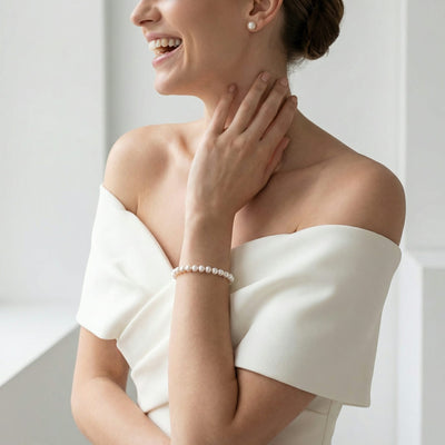 Hanadama Japanese White Akoya Pearl Bracelet, 6.0-6.5mm