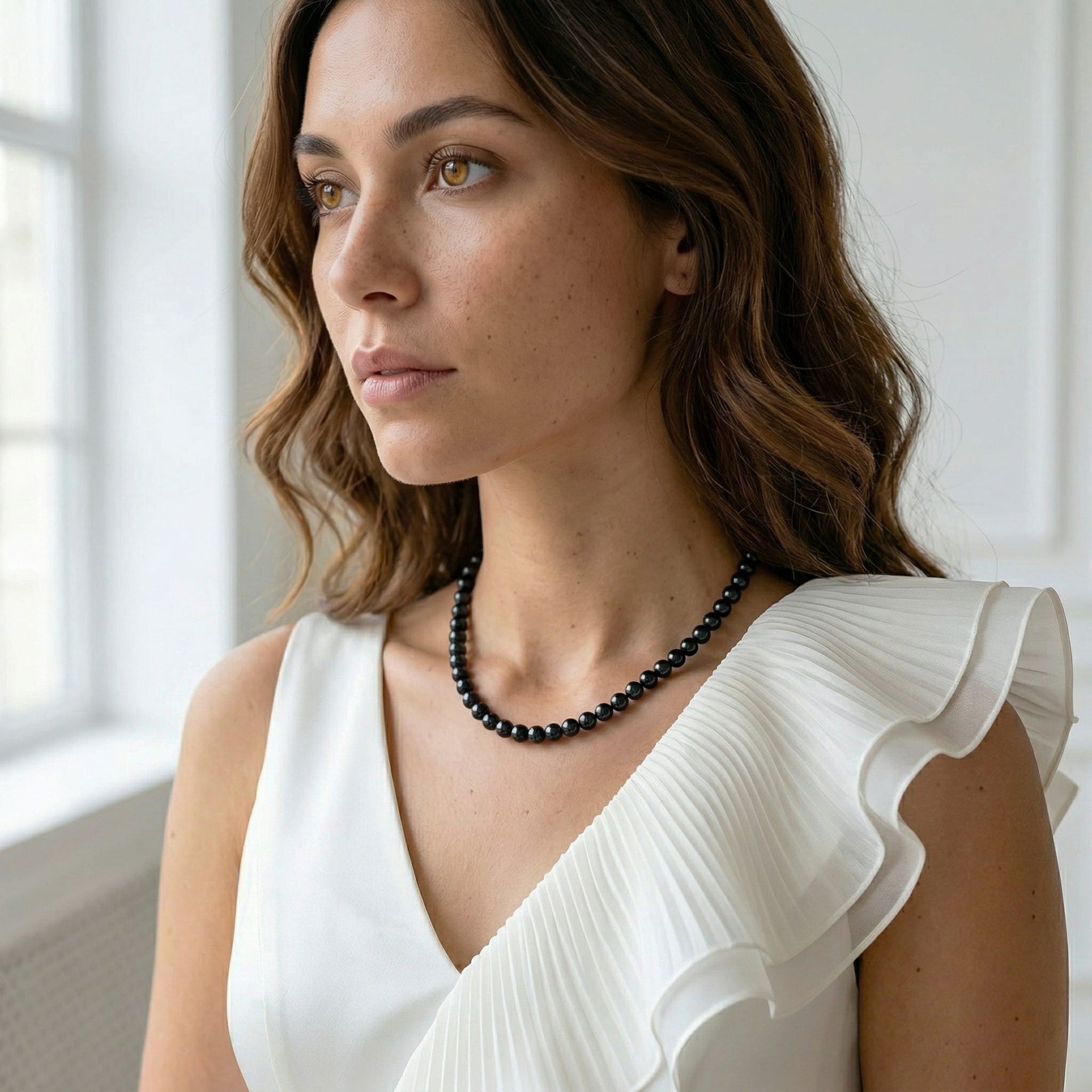 Black Japanese Akoya Pearl Necklace, 6.0-6.5mm - AAA Quality