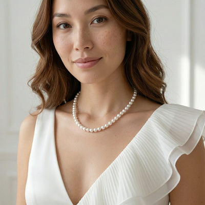 White Japanese Akoya Pearl Necklace, 6.0-6.5mm - AA+ Quality