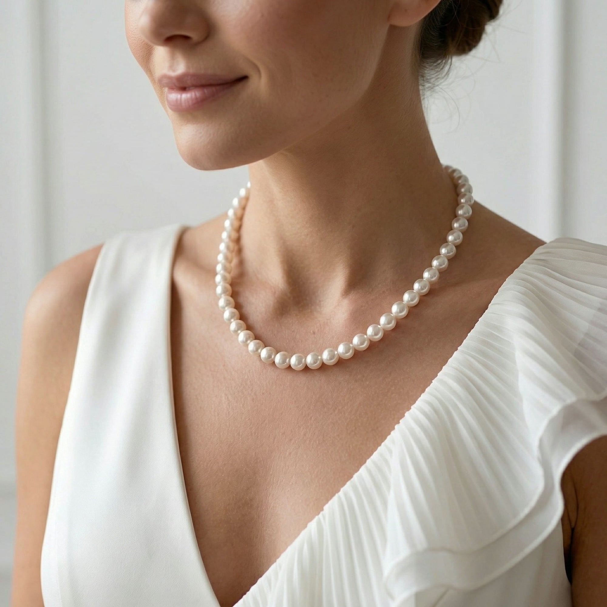 White Japanese Akoya Pearl Necklace, 6.0-6.5mm - AA+ Quality