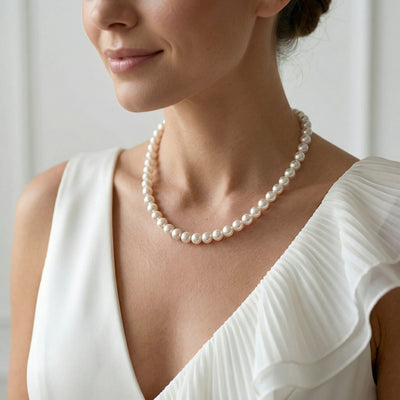 White Japanese Akoya Pearl Necklace, 6.0-6.5mm - AA+ Quality