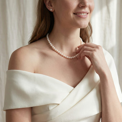 White Japanese Akoya Graduated Pearl Necklace, 6.0-9.0mm