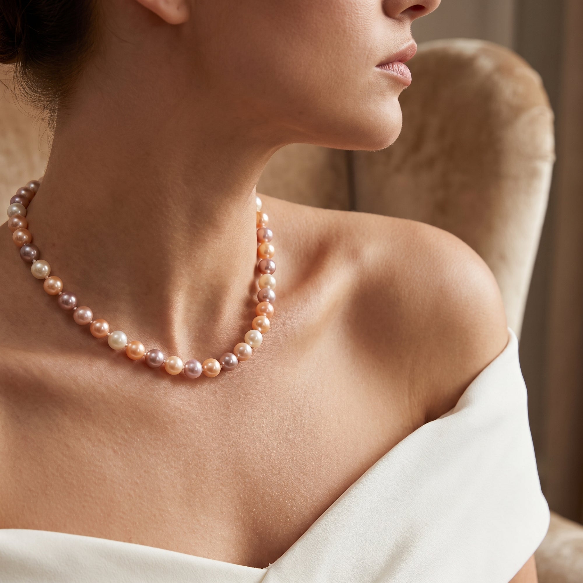 6.5-7.0mm Freshwater Multicolor Pearl Necklace - AAA Quality