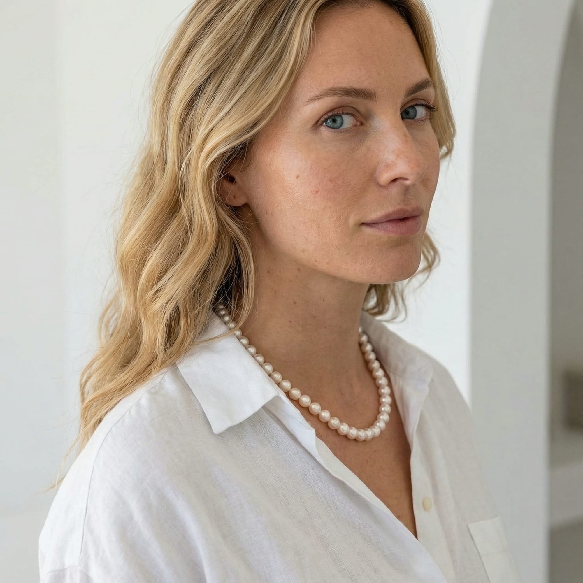 White Japanese Akoya Pearl Necklace, 6.5-7.0mm - AA+ Quality