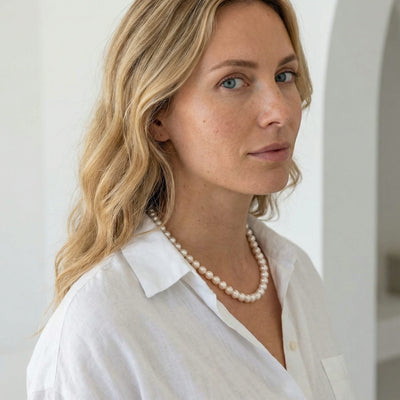 White Japanese Akoya Pearl Necklace, 6.5-7.0mm - AA+ Quality