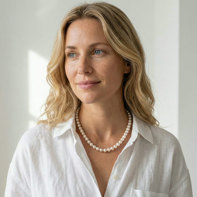 White Japanese Akoya Pearl Necklace, 6.5-7.0mm - AA+ Quality