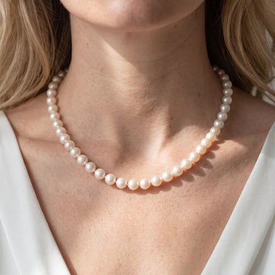 6.5-7.0mm White Freshwater Pearl Necklace - AAA Quality