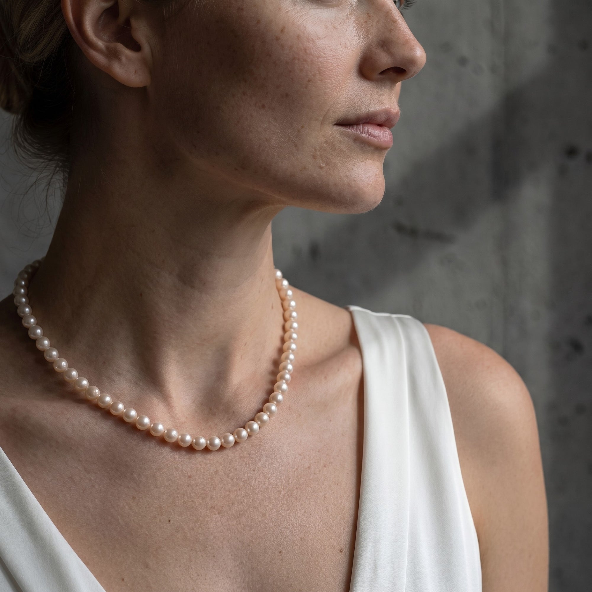 6.5-7.0mm White Freshwater Pearl Necklace - AAA Quality