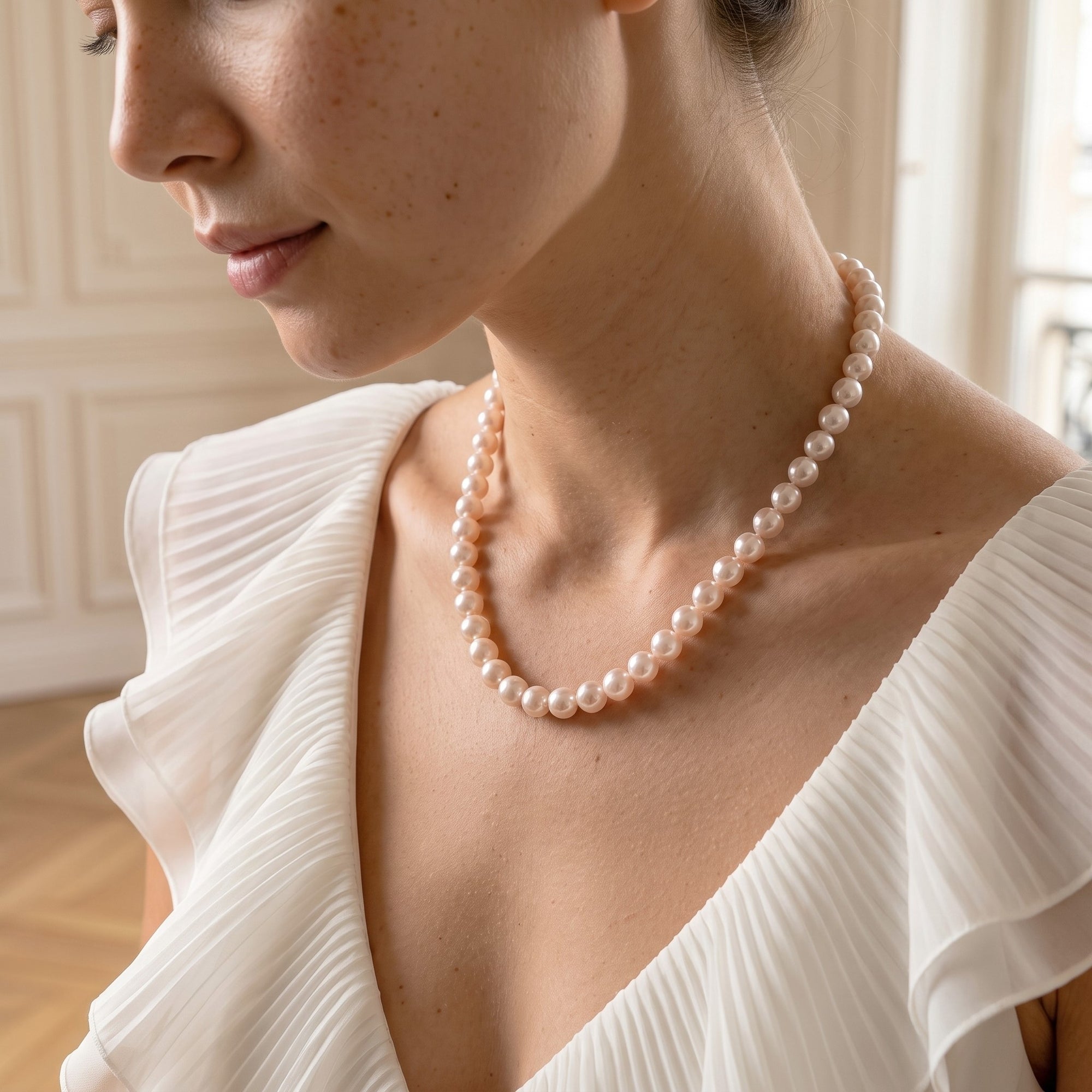 6.5-7.0mm White Freshwater Pearl Necklace - AAAA Quality