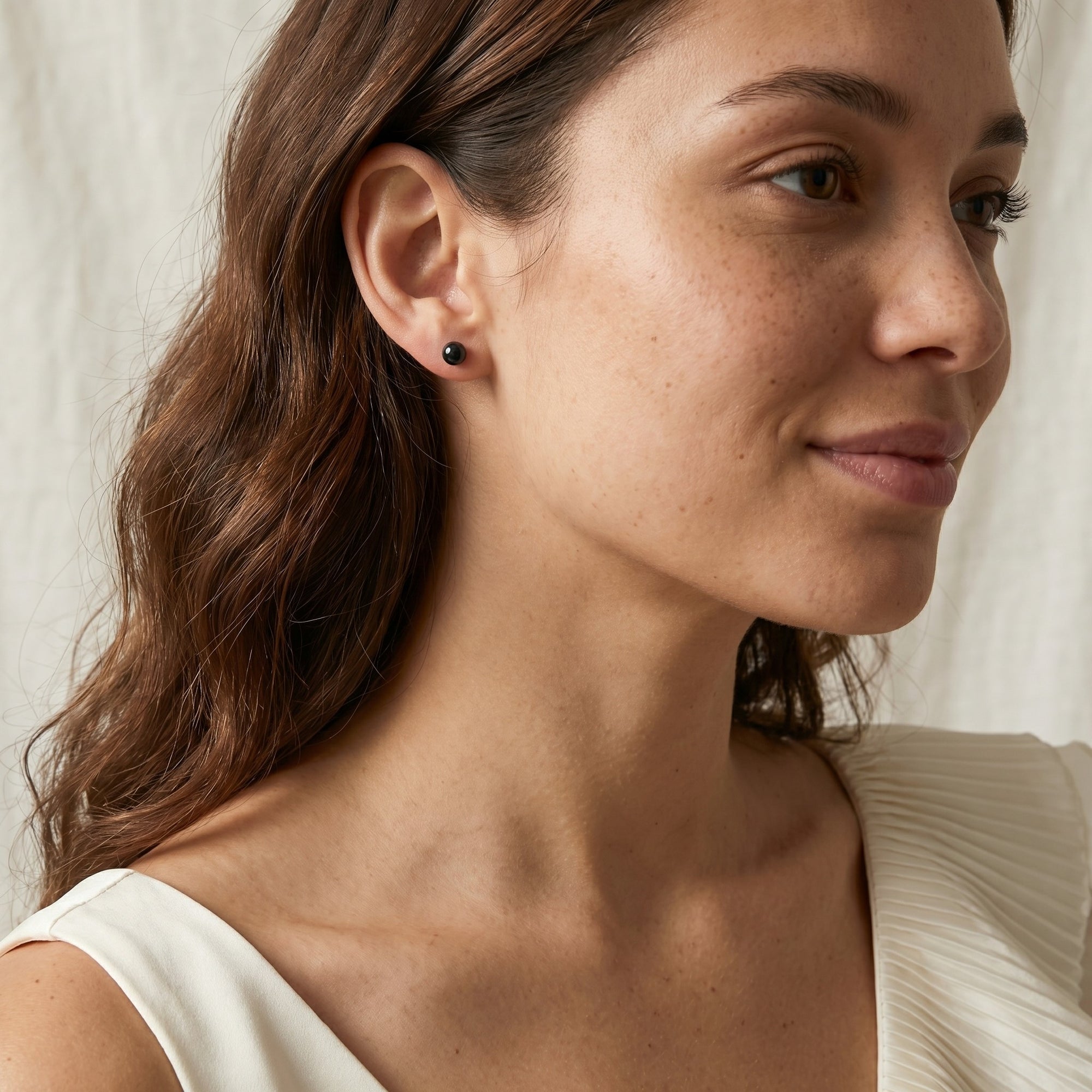 6.0-6.5mm Black Akoya Round Pearl Stud Earrings