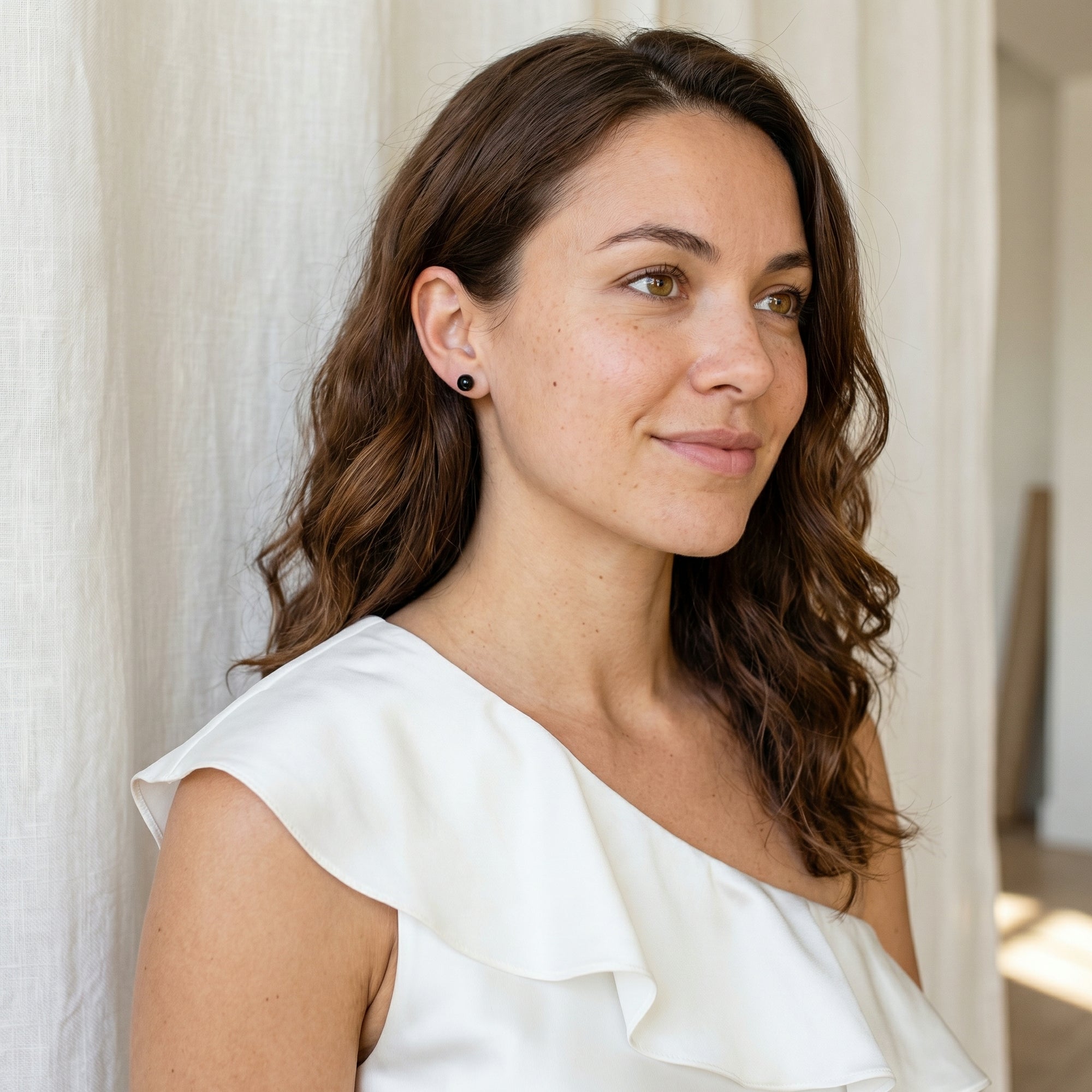 6.0-6.5mm Black Akoya Round Pearl Stud Earrings