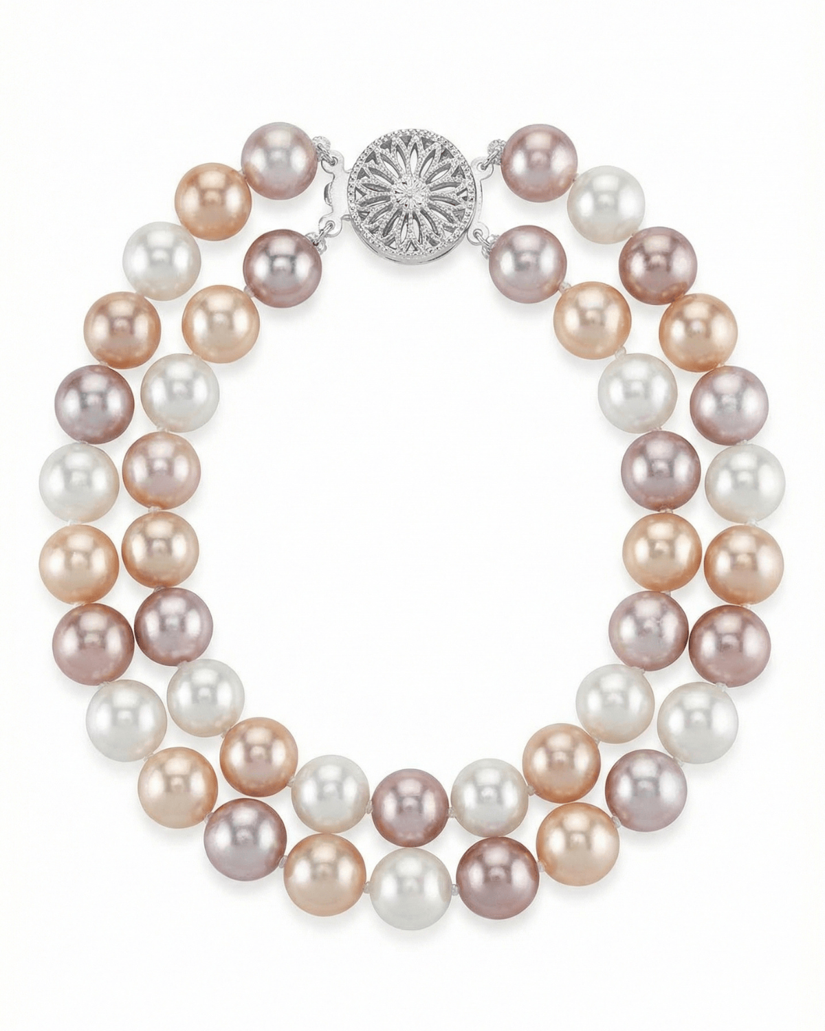 6.5-7mm Multicolor Freshwater Double Pearl Bracelet - AAA Quality