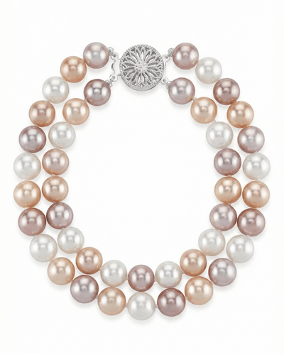 6.5-7mm Multicolor Freshwater Double Pearl Bracelet - AAA Quality