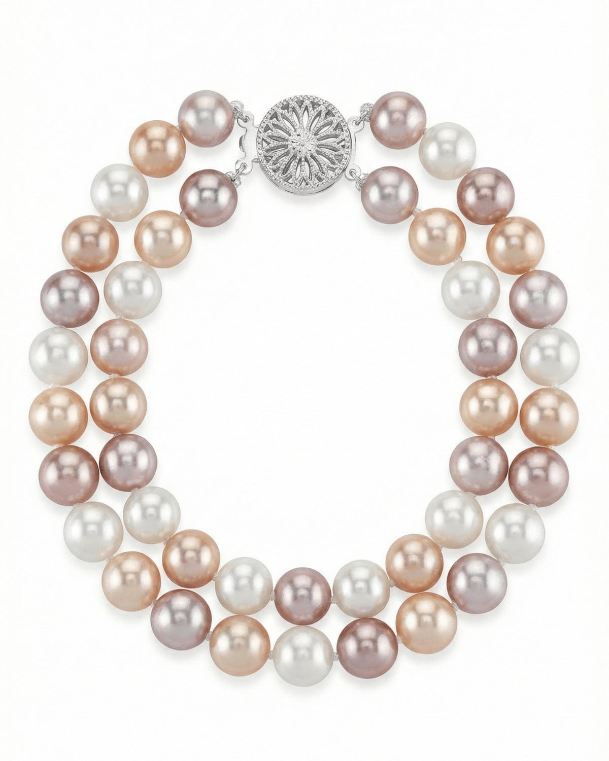 6.5-7mm Multicolor Freshwater Double Pearl Bracelet - AAA Quality