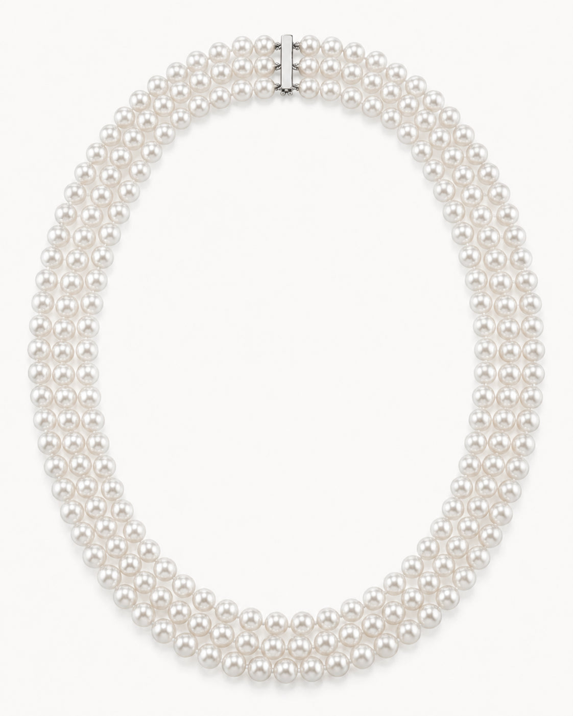 Triple Strand White Akoya Pearl Necklace