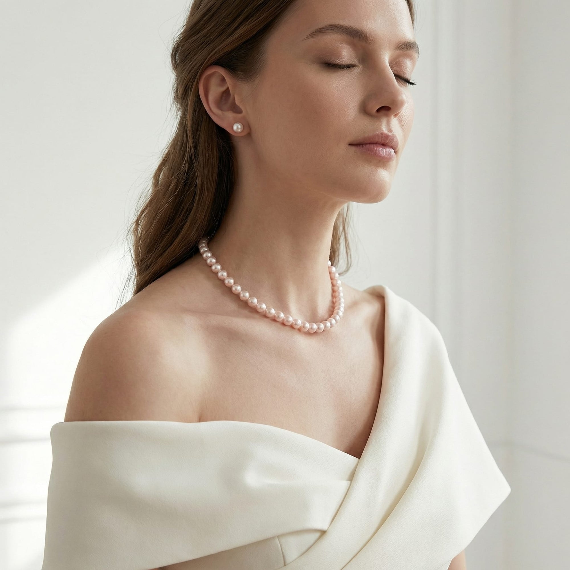 White Japanese Akoya Pearl Necklace, 7.5-8.0mm - AA+ Quality
