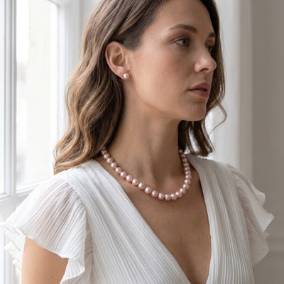 7.0-7.5mm Peach Freshwater Pearl Necklace - AAAA Quality