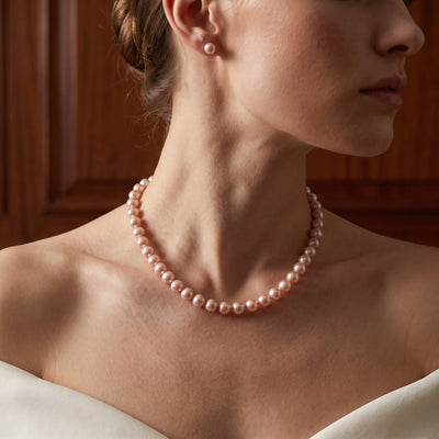7.0-7.5mm Pink Freshwater Pearl Choker Length Necklace