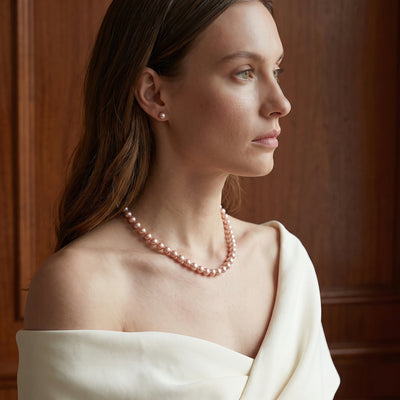 7.0-7.5mm Pink Freshwater Pearl Choker Length Necklace
