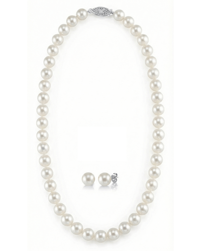7-8mm Freshwater Choker Length Pearl Necklace & Earrings