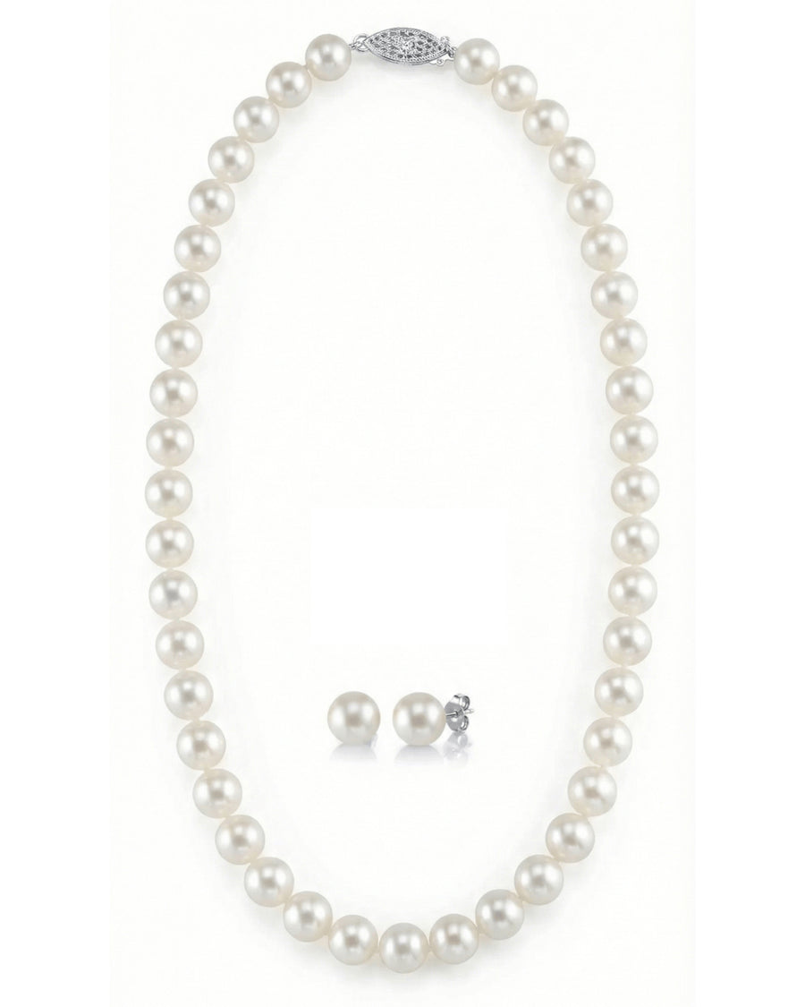 7-8mm Freshwater Choker Length Pearl Necklace & Earrings