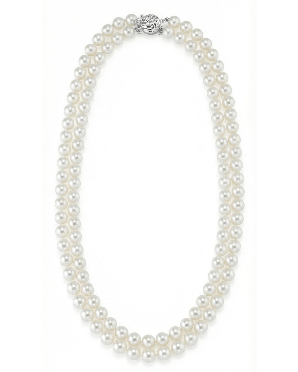 7.0-7.5mm White Freshwater Pearl Double Strand Necklace