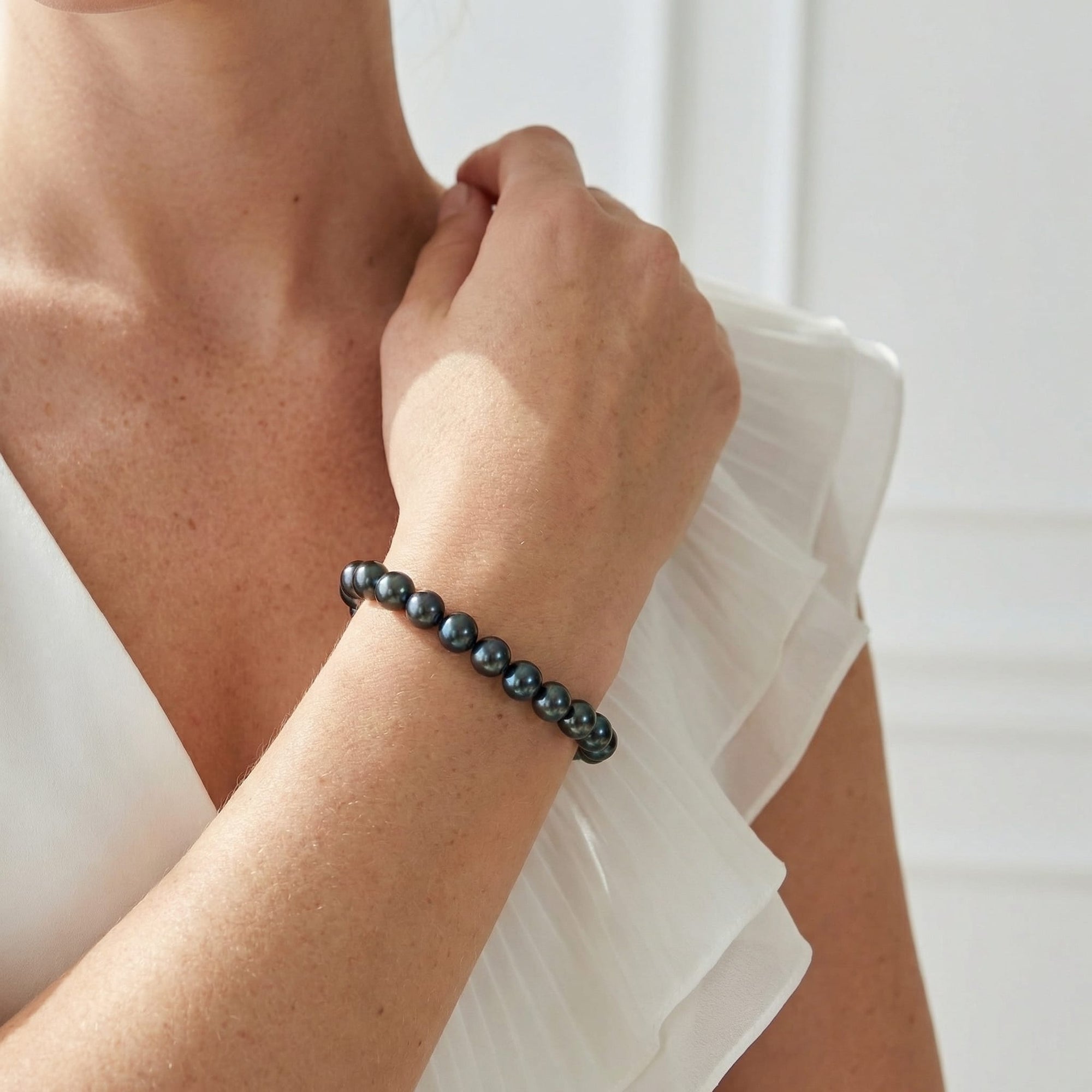 Black Japanese Akoya Pearl Bracelet, 8.0-8.5mm