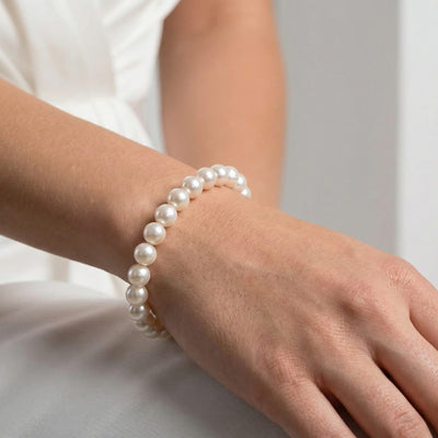 White Hanadama Japanese Akoya Pearl Bracelet, 8.0-8.5mm