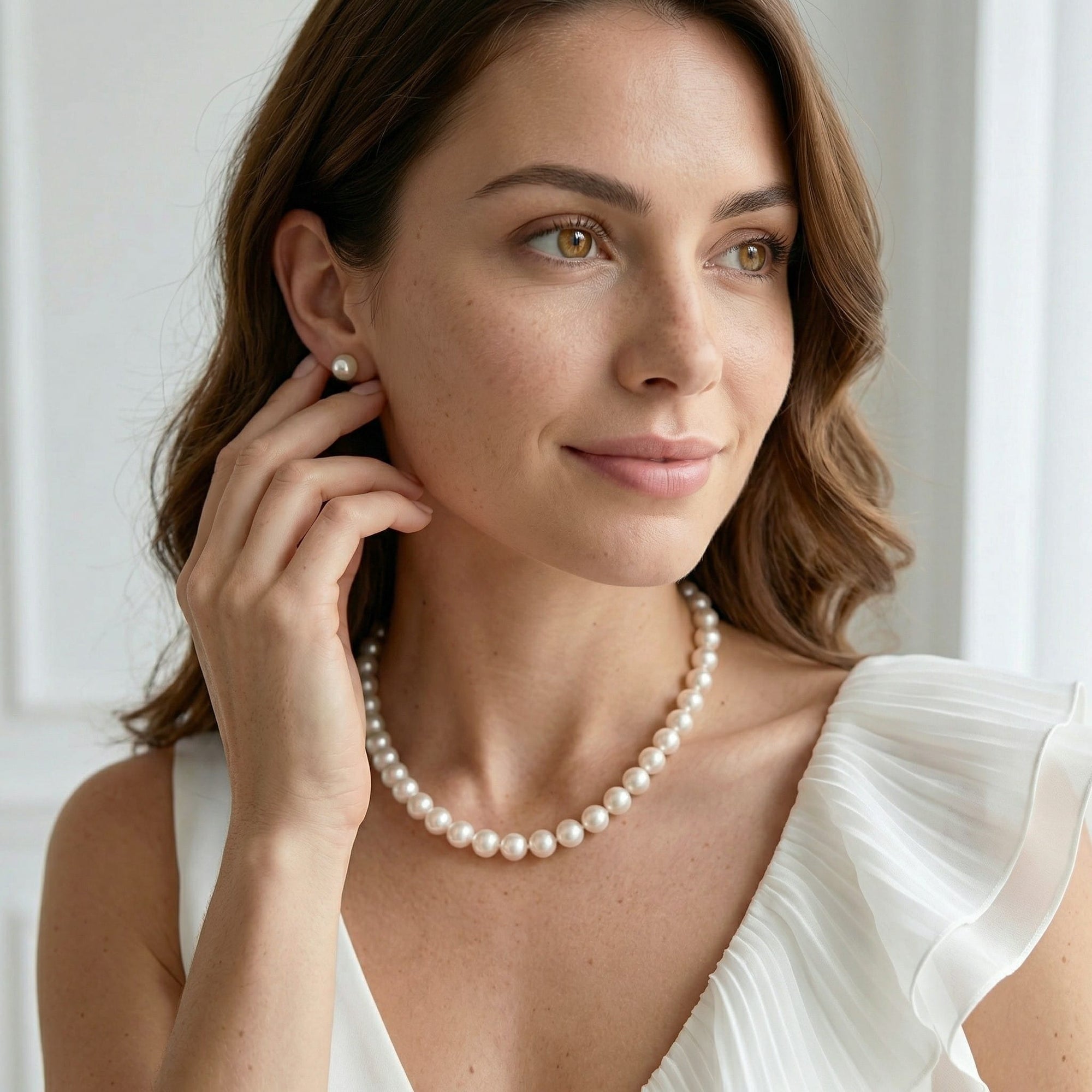 8.0-8.5mm Hanadama Pearl Necklace and Earring Set