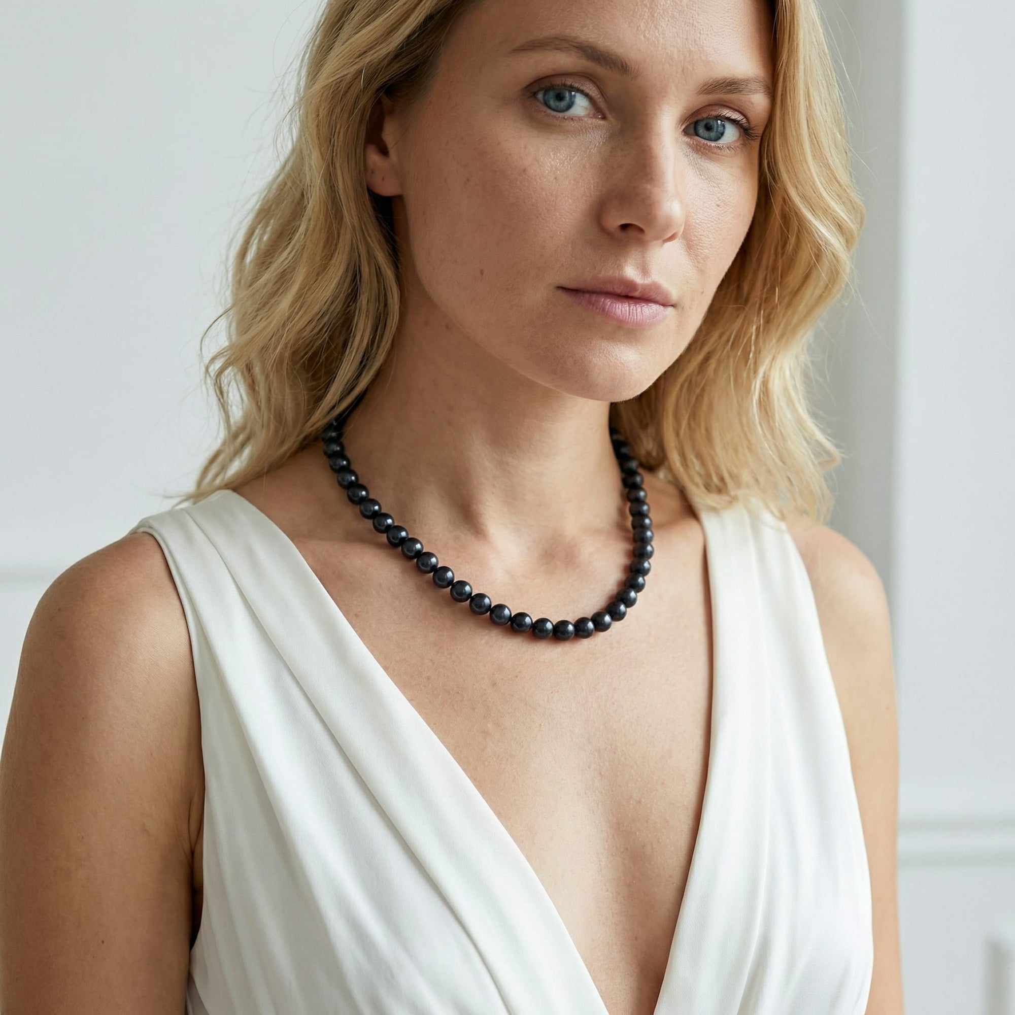 Black Japanese Akoya Pearl Necklace 8.0-8.5mm - AAA Quality