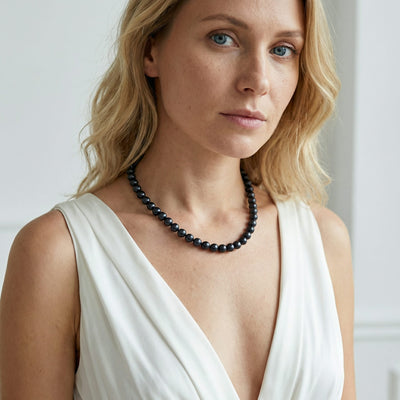 Black Japanese Akoya Pearl Necklace 8.0-8.5mm - AAA Quality