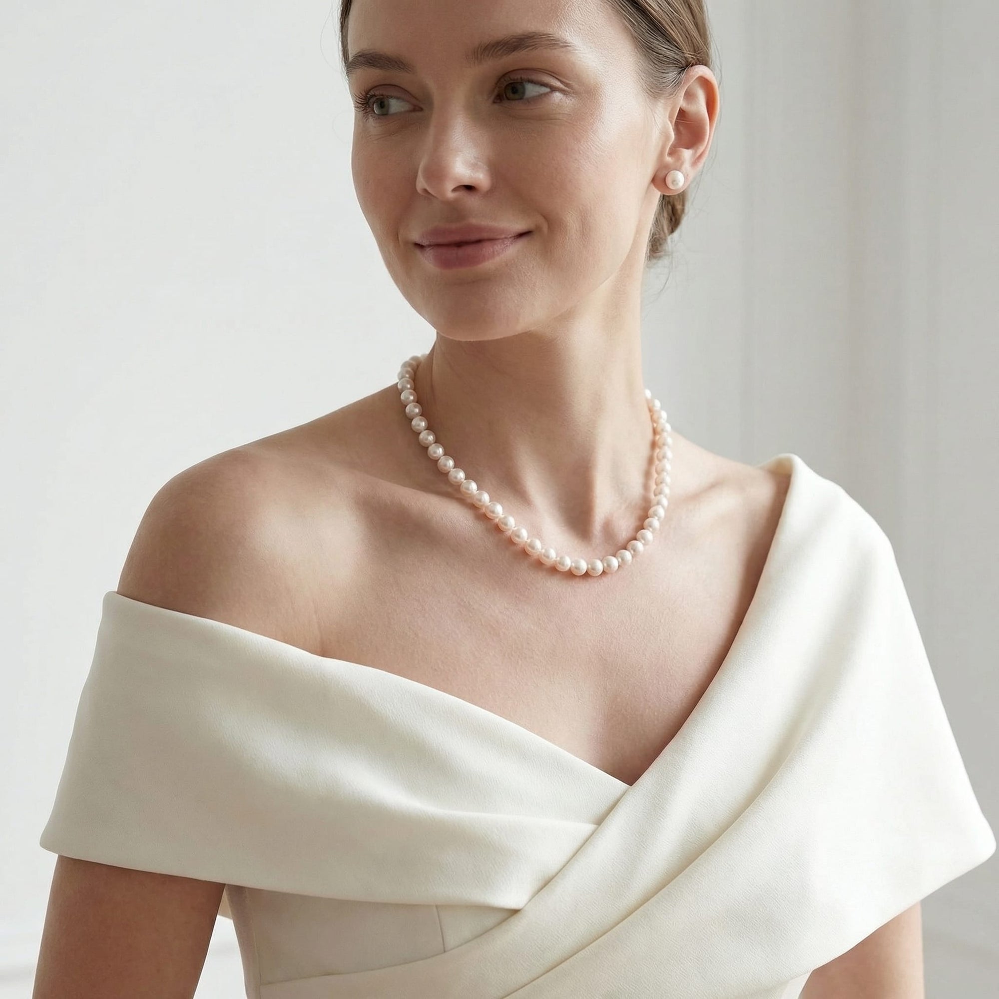 White Japanese Akoya Pearl Necklace, 8.0-8.5mm - AA+ Quality