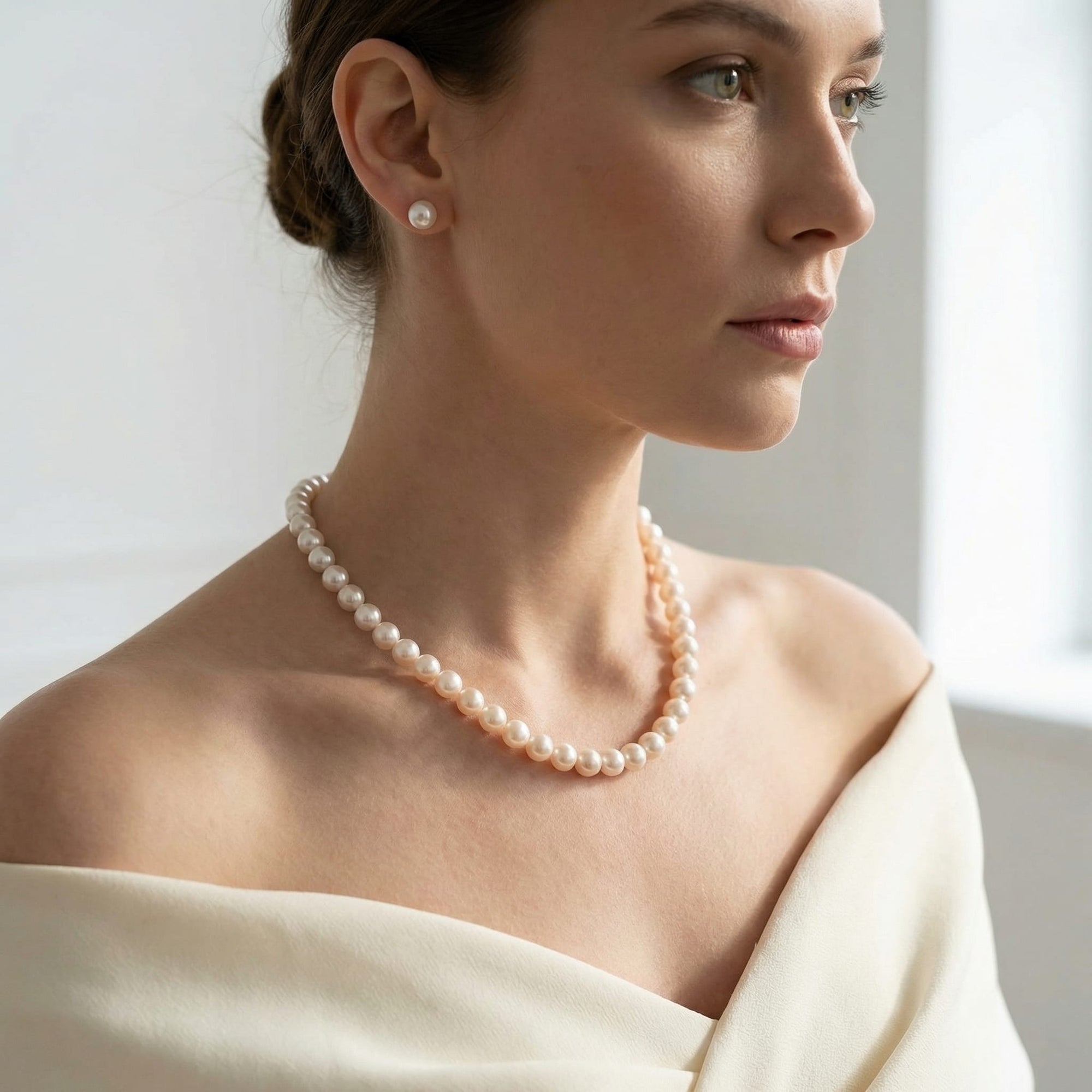 White Japanese Akoya Pearl Necklace, 8.0-8.5mm - AA+ Quality