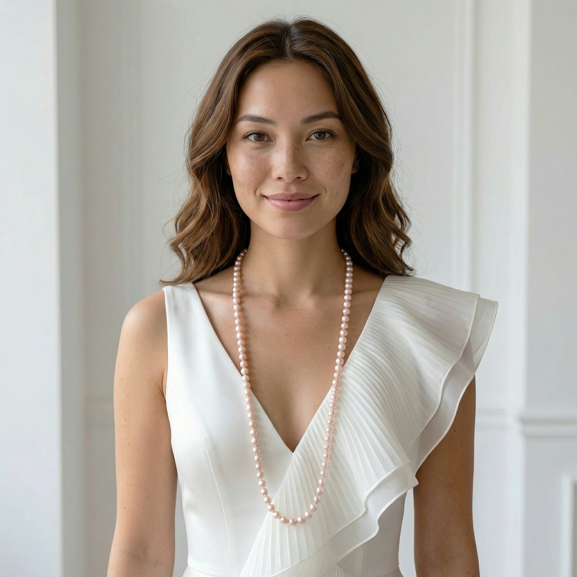 White Japanese Akoya Opera Length Pearl Necklace, 8.0-8.5mm