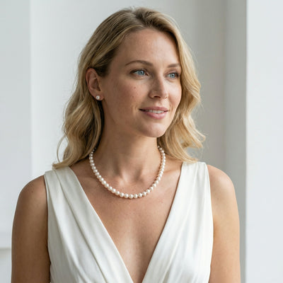 White Japanese Akoya Graduated Pearl Necklace, 8.0-10.0mm - AAA Quality