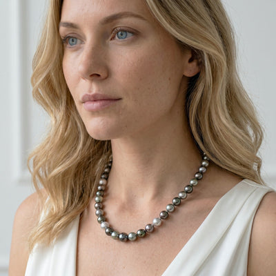 Multi-Color Tahitian Baroque Pearl Necklace, 8.0-10.0mm