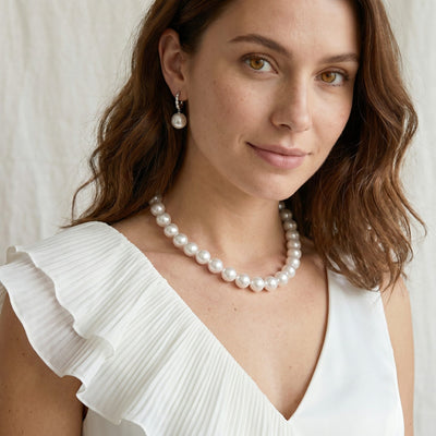 White South Sea Pearl Necklace, 8.0-10.0mm - AAAA Quality