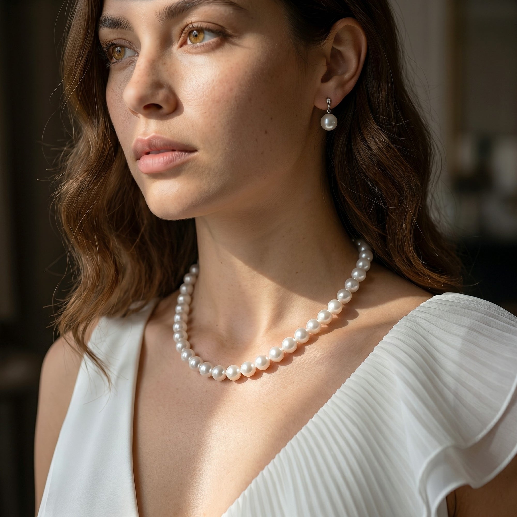 White South Sea Pearl Necklace, 8.0-10.0mm - AAA Quality