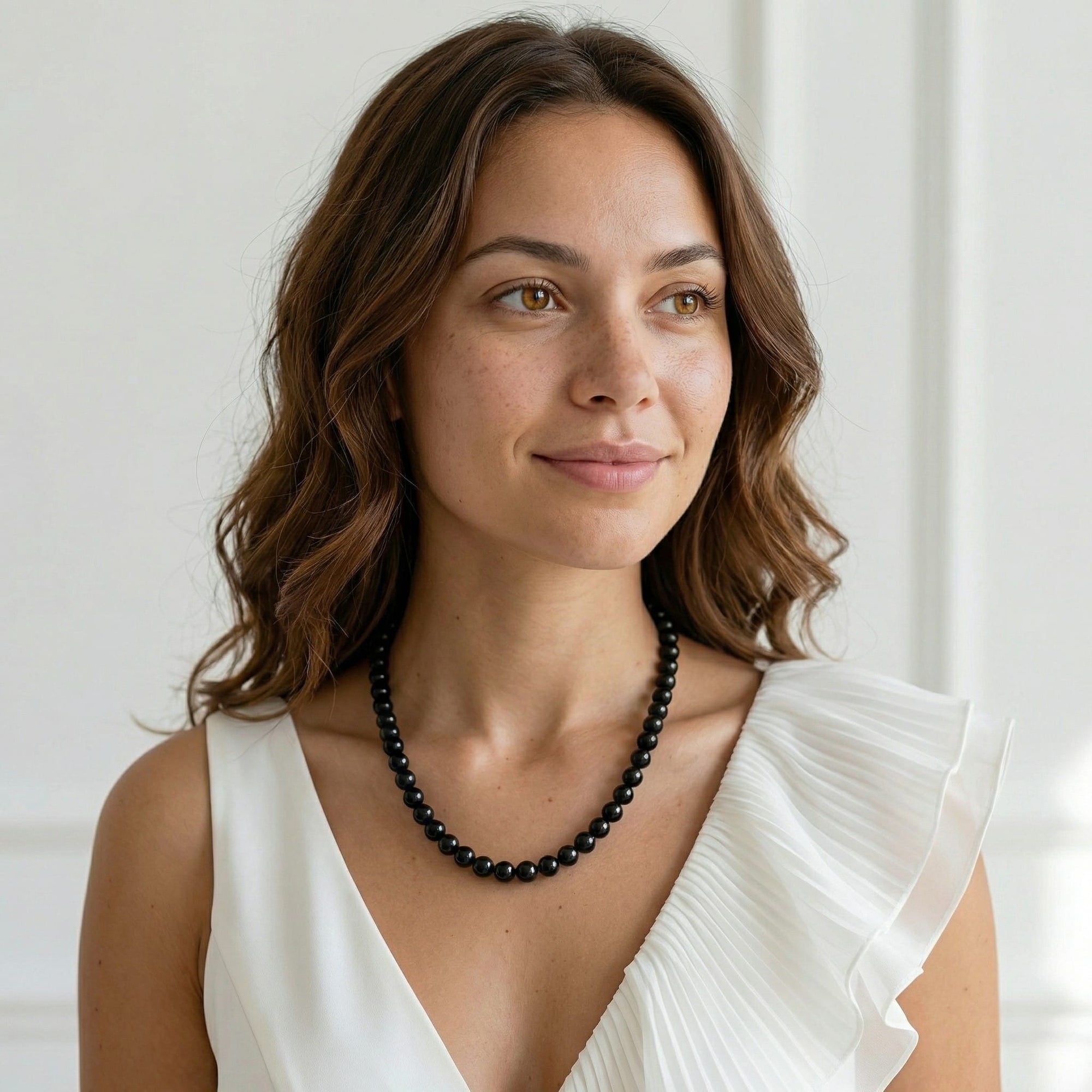 Black Japanese Akoya Pearl Necklace, 8.5-9.0mm - AAA Quality