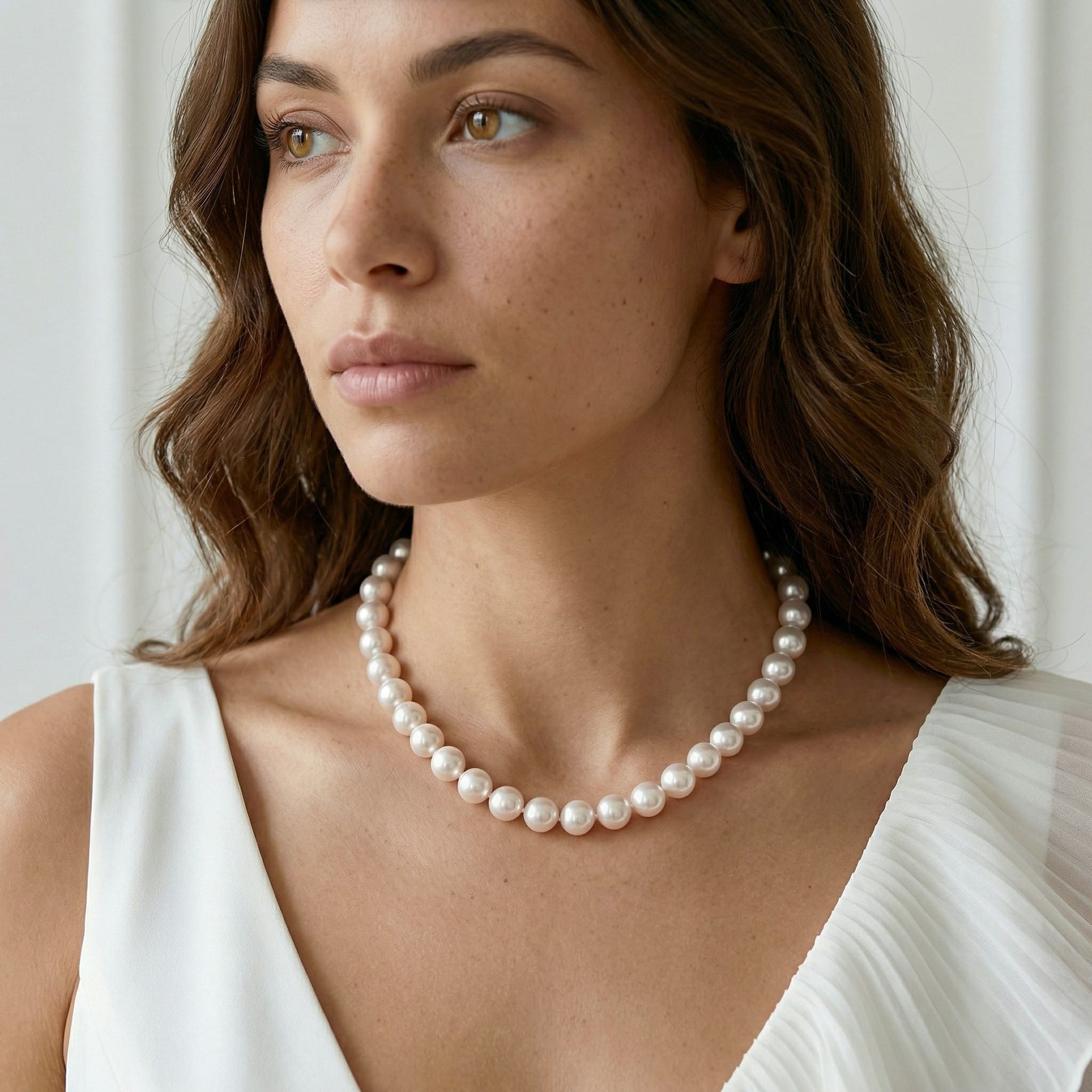 White Japanese Akoya Pearl Necklace, 8.5-9.0mm - AA+ Quality