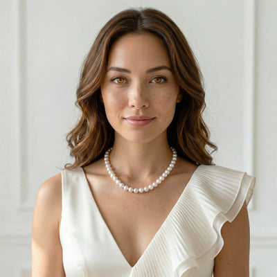 White Japanese Akoya Pearl Necklace, 8.5-9.0mm - AA+ Quality