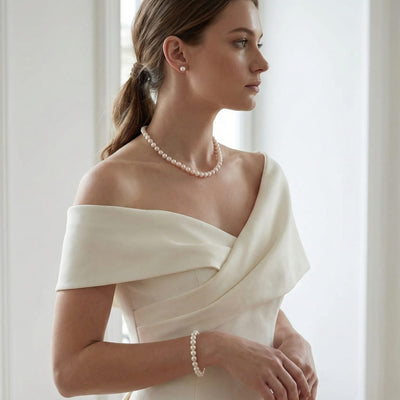 White Japanese Akoya Pearl 3-Piece Jewelry Set, 8.5-9.0mm