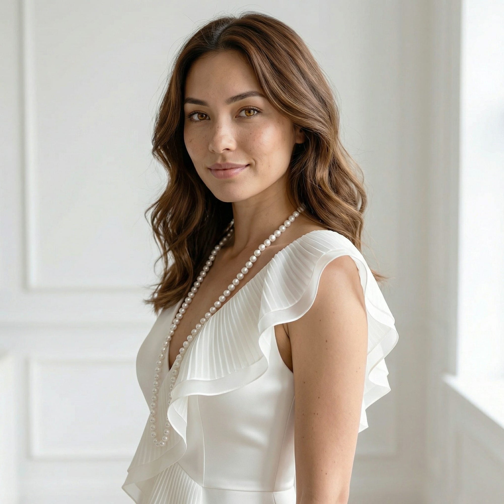 White Japanese Akoya Opera Length Pearl Necklace, 8.5-9.0mm