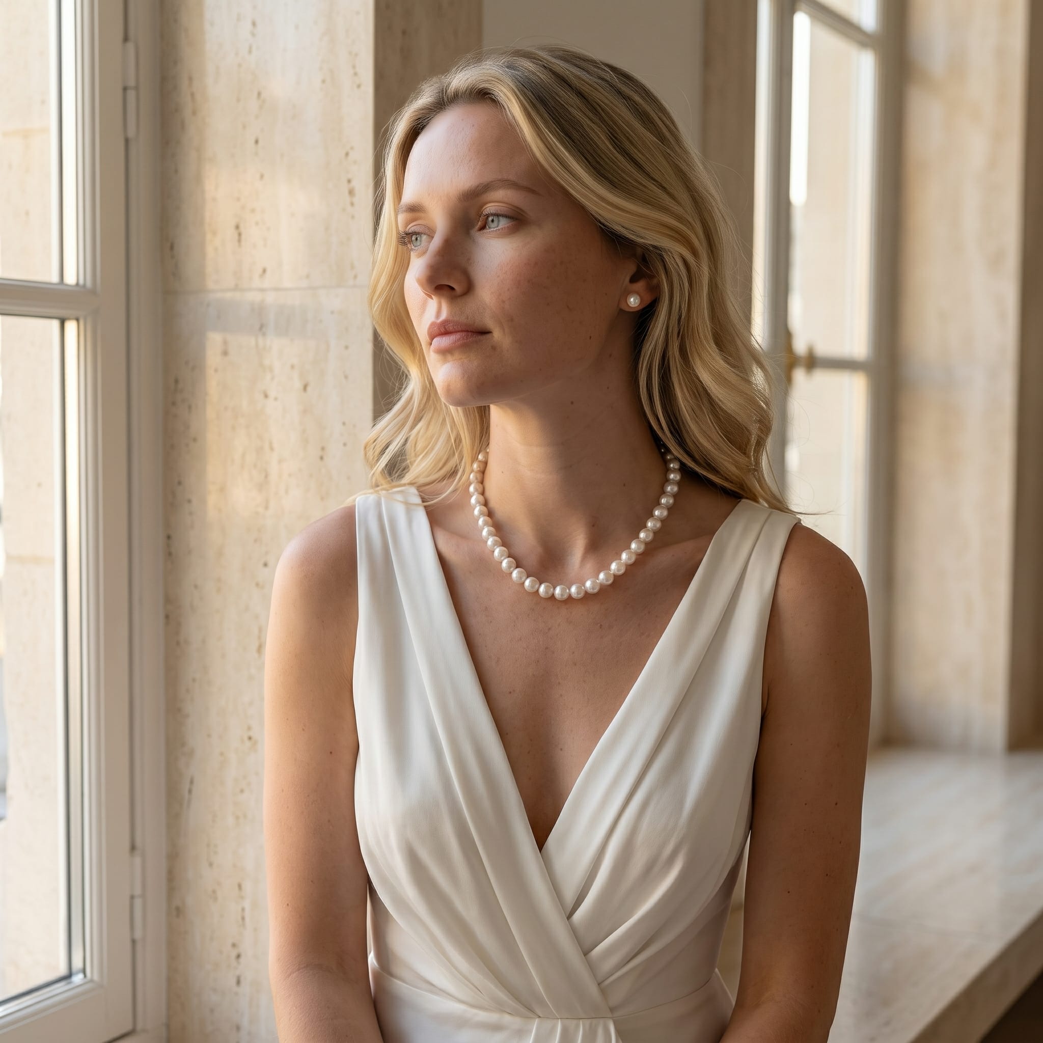 8-9mm White Freshwater Choker Length Pearl Necklace - Pure Pearls