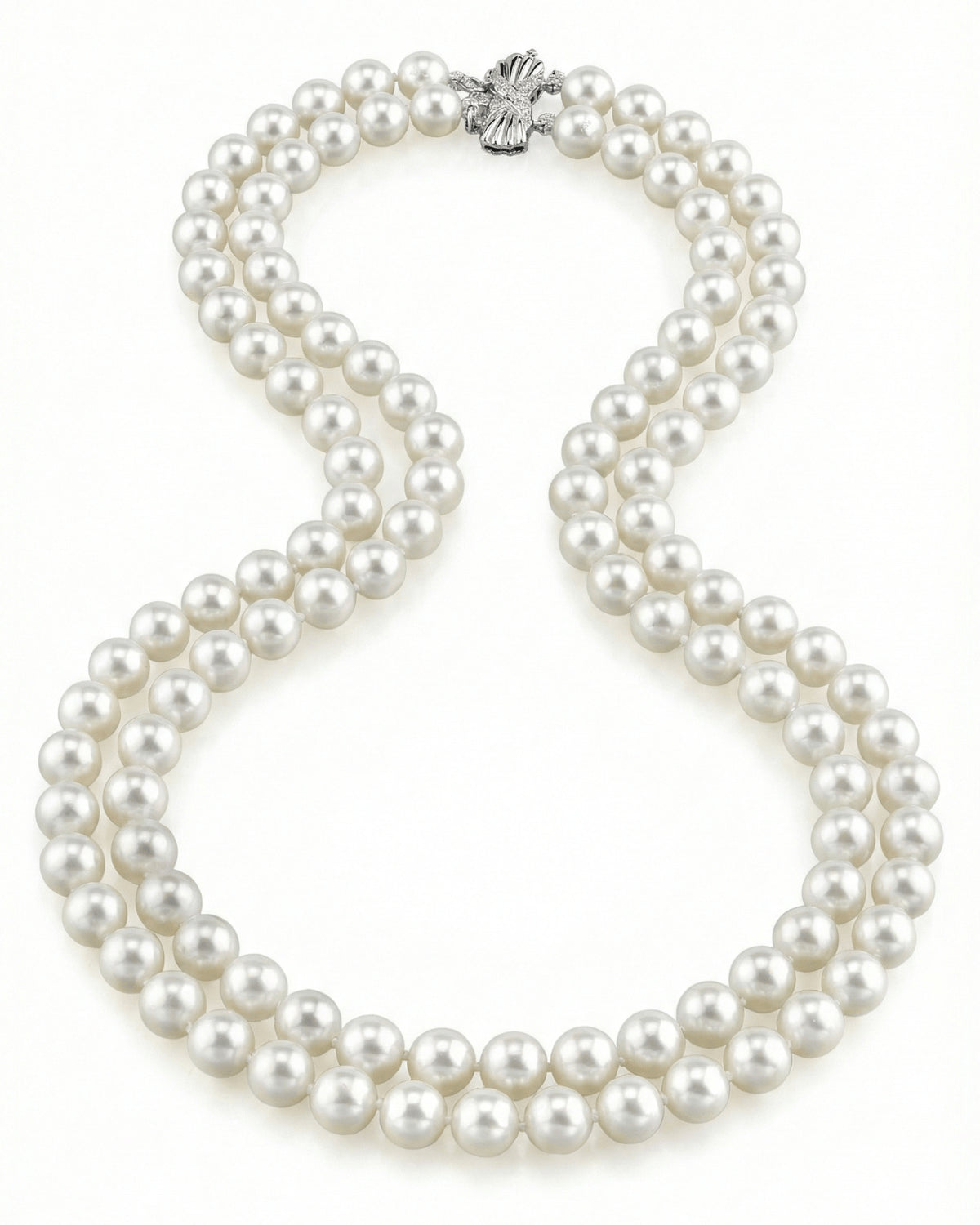 8.0-8.5mm Double Strand White Freshwater Pearl Necklace