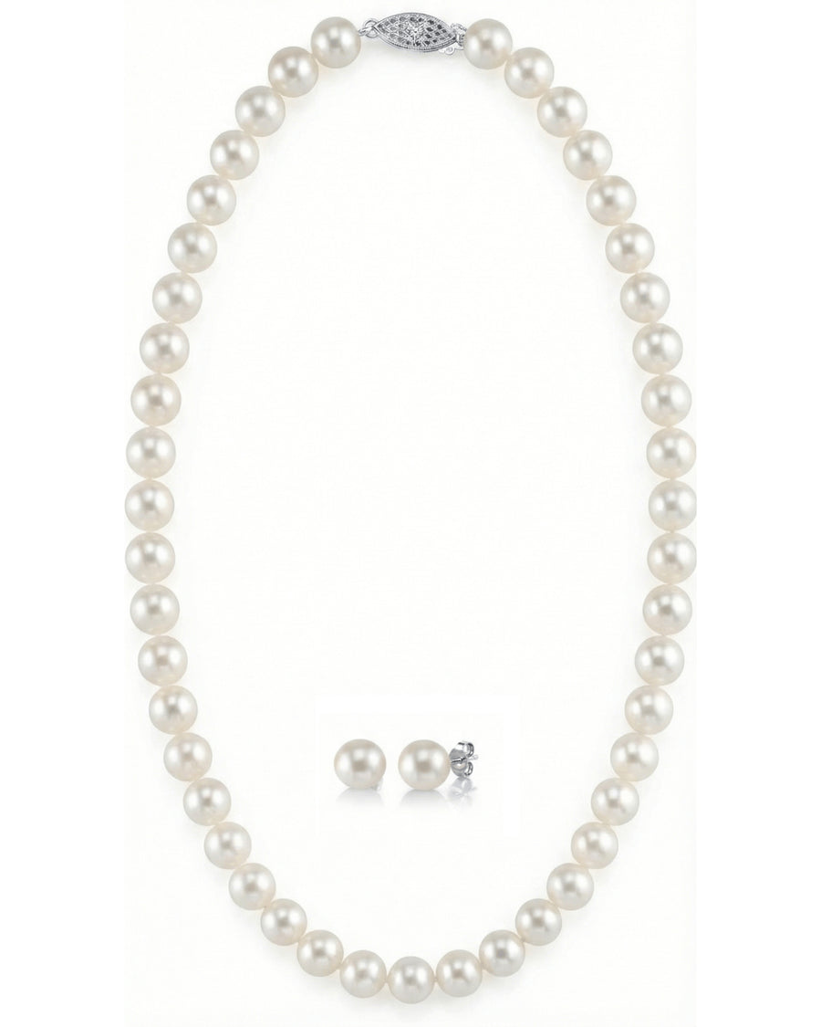 8.0-8.5mm Freshwater Pearl Necklace & Earrings
