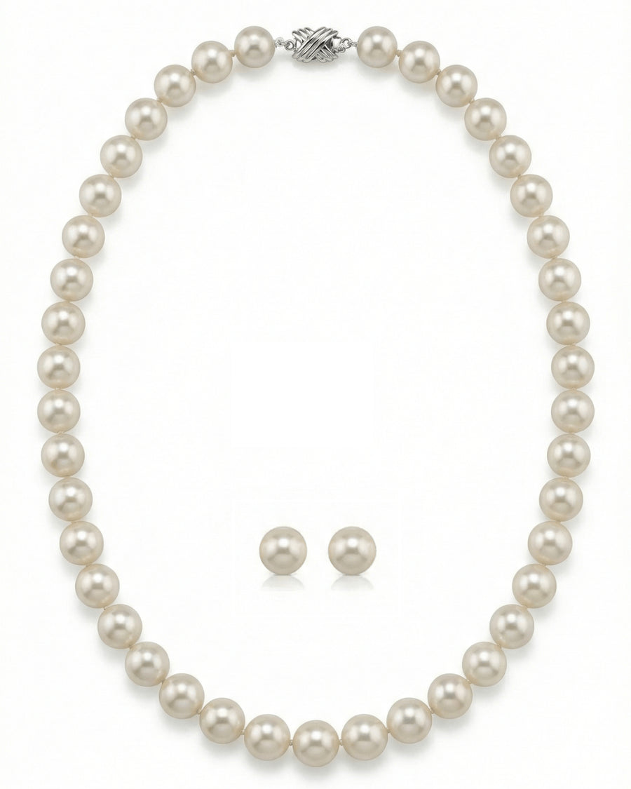 8.0-8.5mm Hanadama Pearl Necklace and Earring Set