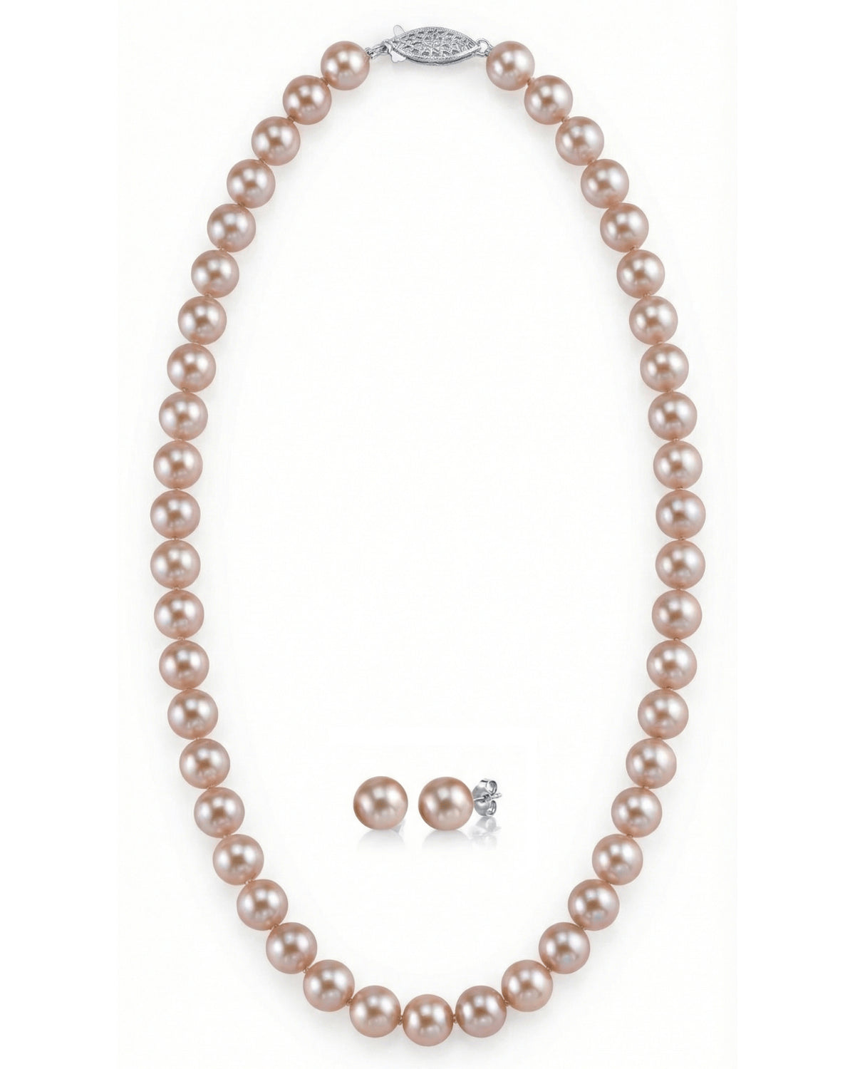 8.0-8.5mm Pink Freshwater Pearl Necklace & Earrings