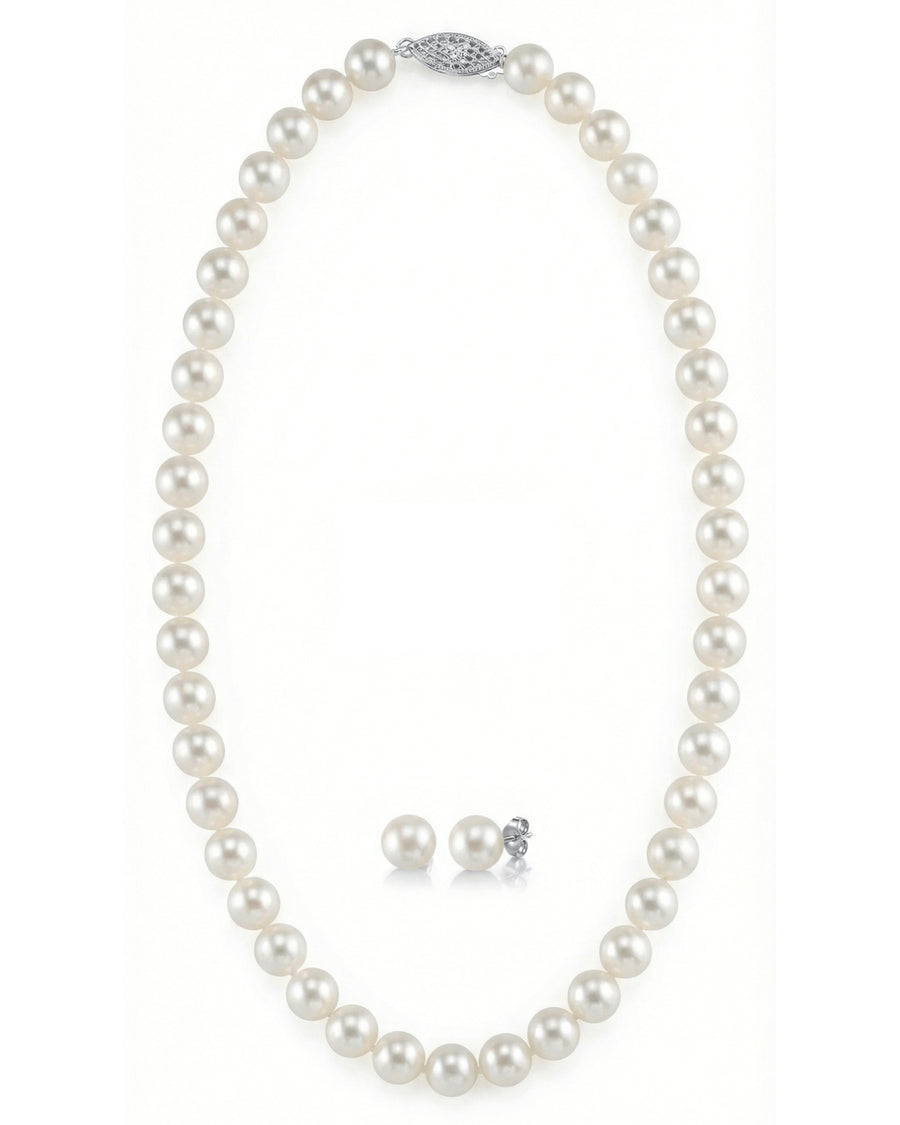 8.5-9.5mm Freshwater Pearl Necklace & Earrings